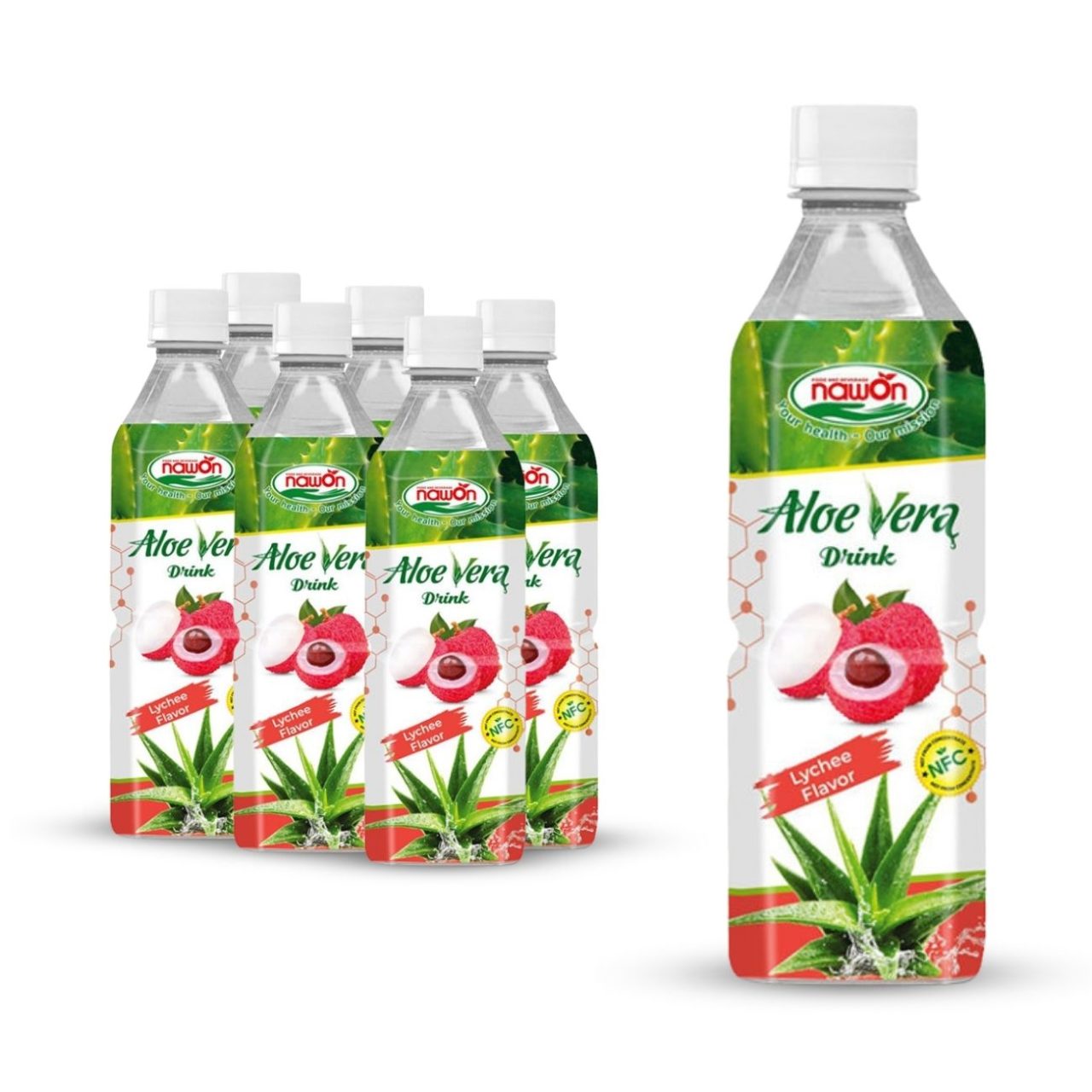 Bottle 500 ml 16 9 fl oz nfc aloe vera drink with lychee flavor (1)