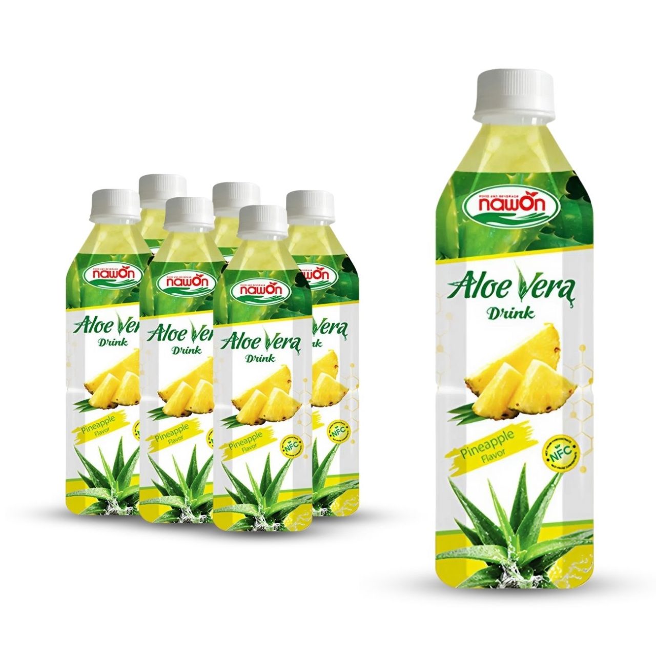 bottle 500ml 16 9 fl oz pure nfc aloe vera drink with sweet pineapple fruit flavor (1)