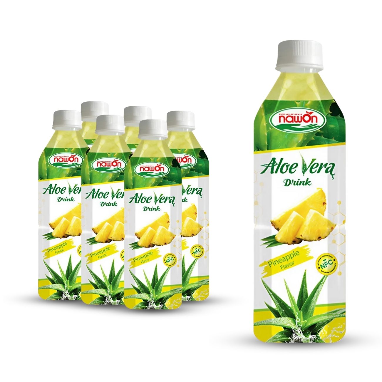 bottle 500ml 16 9 fl oz pure nfc aloe vera drink with sweet pineapple fruit flavor (1)