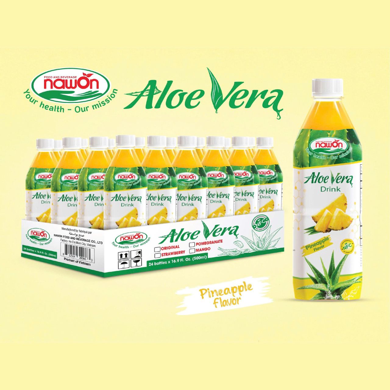 bottle 500ml 16 9 fl oz pure nfc aloe vera drink with sweet pineapple fruit flavor