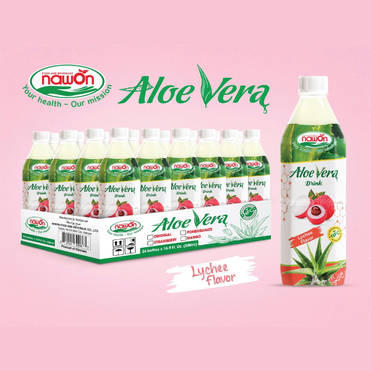 bottle nfc aloe vera drink with lychee flavor