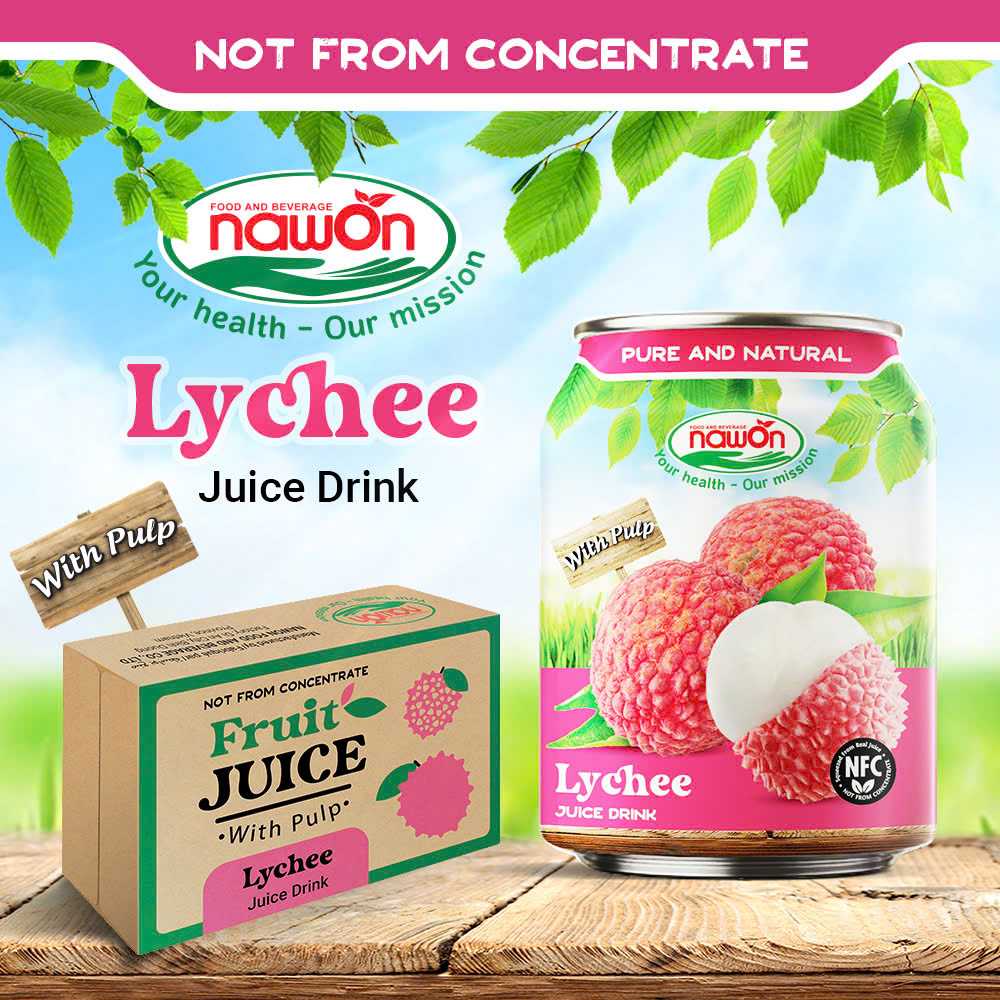 Can 250ml nawon natural lychee juice drink