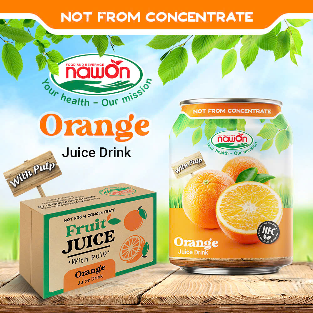 Can 250ml nawon natural orange juice drink