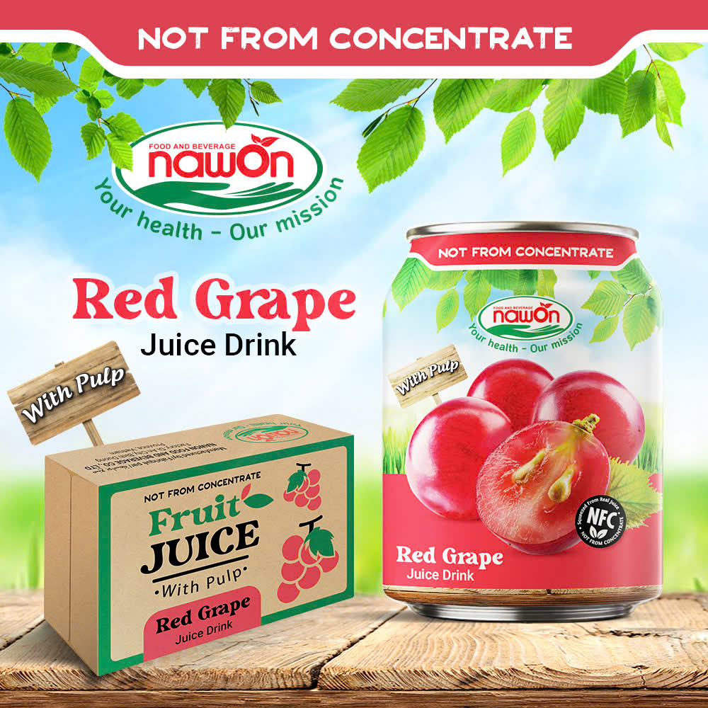Can 250ml nawon natural red grape juice drink