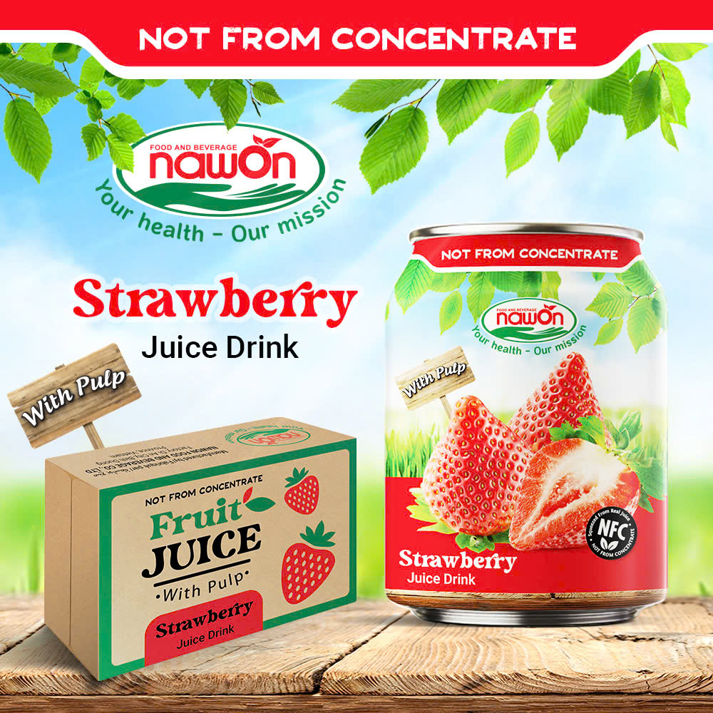 Can 250ml nawon natural strawberry juice drink