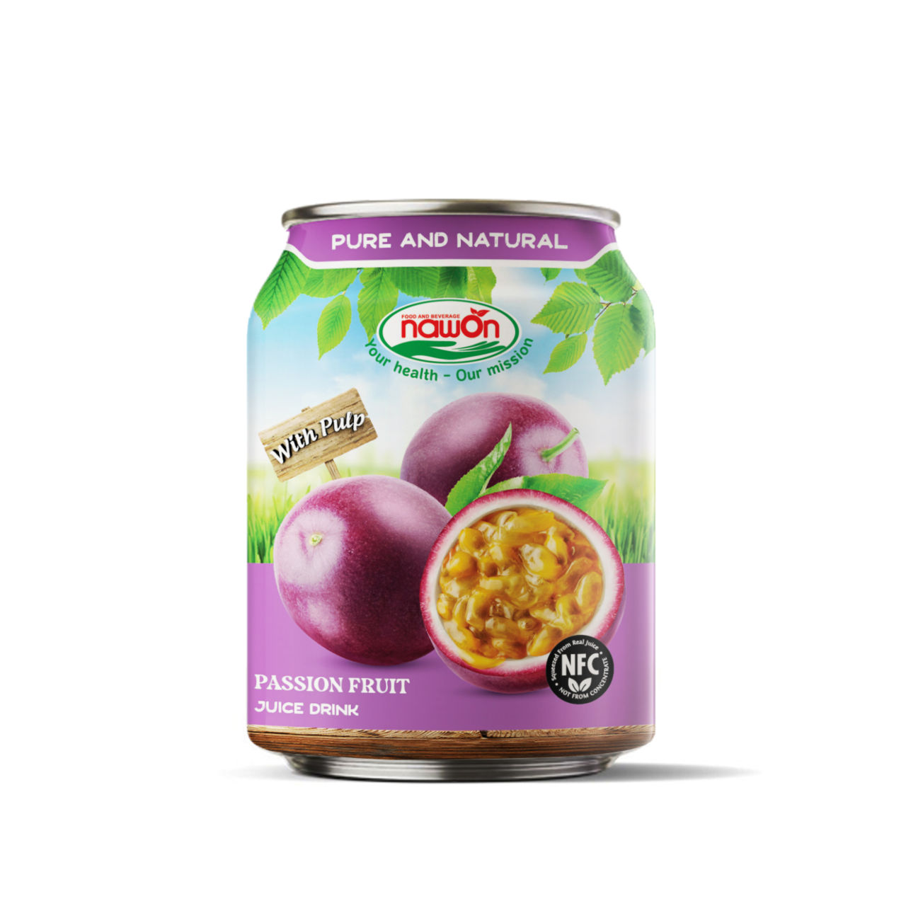Can 250 ml 8 46 fl oz natural passion fruit juice with juicy pulp nawon