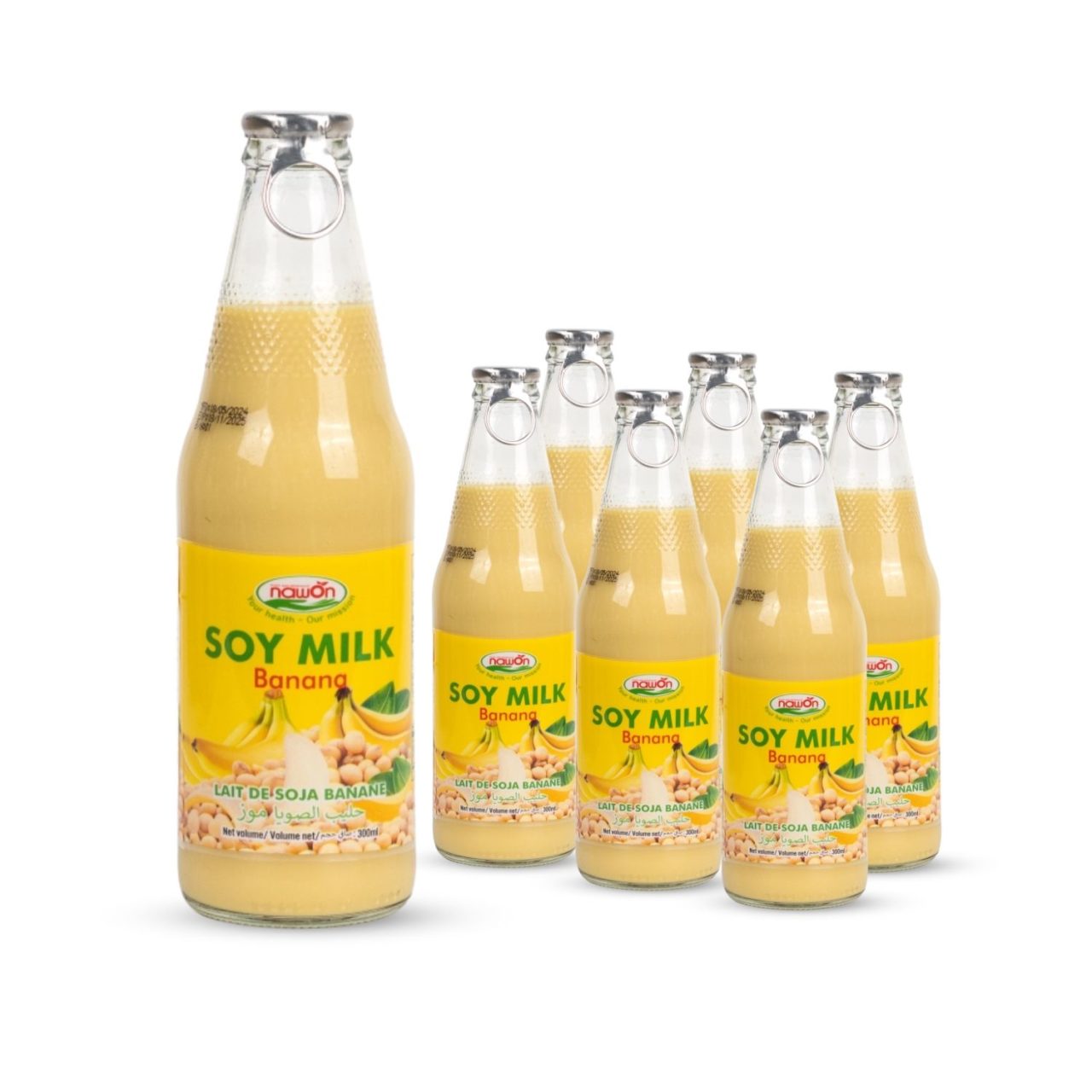 300ml nawon soya milk in glass bottle banana