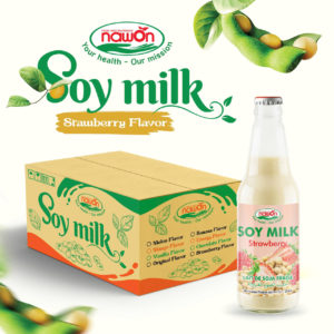 glass bottle 300ml nawon soya milk strawberry