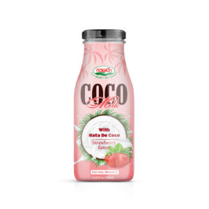 Glass 280ml coconut milk nata de coco strawberry flavor