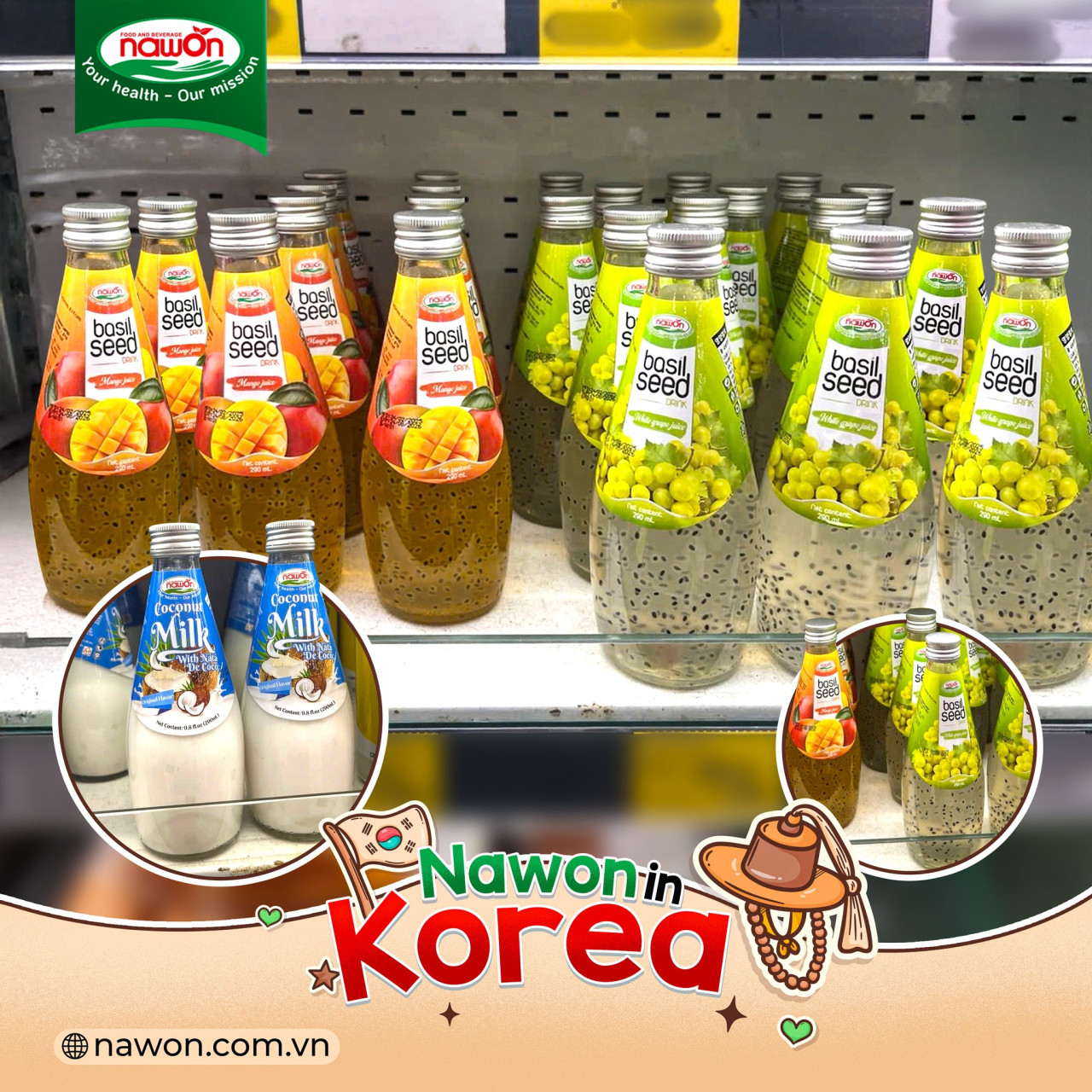 Innovative basil seed drink lychee glass bottle 290ml (1)