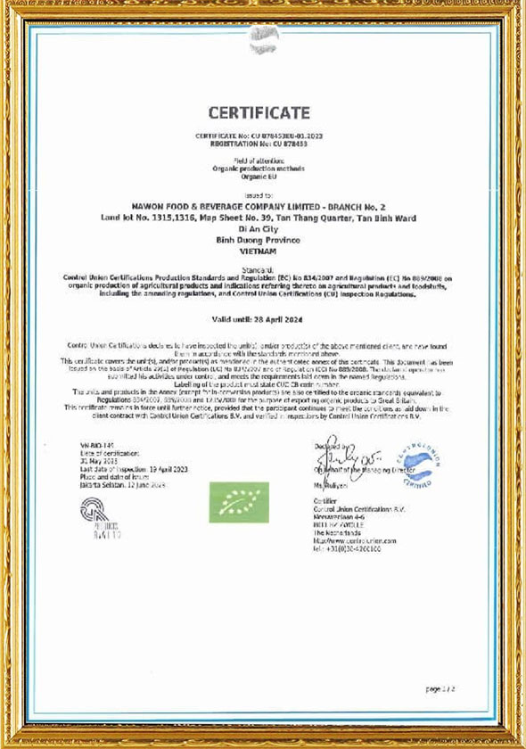 certificate organic eu