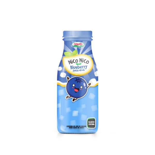 Glass bottle 280ml blueberry juice with nata de coco