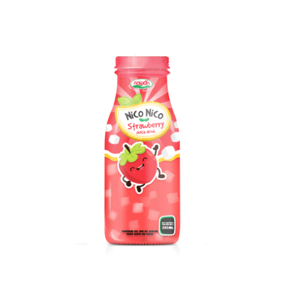 glass bottle 280ml strawberry juice with nata de coco