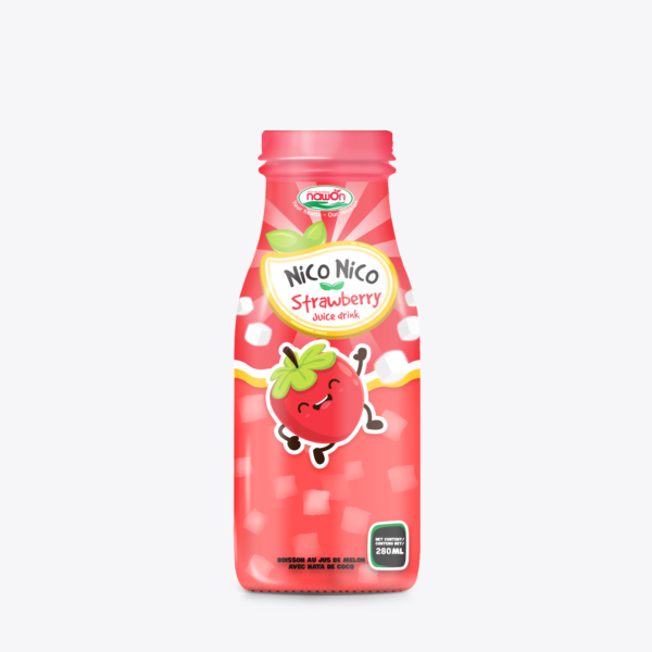 strawberry juice with nata de coco drink
