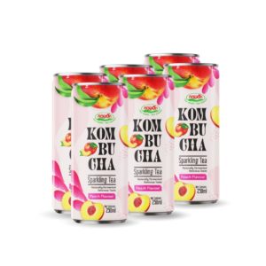 nawon kombucha sparkling tea peach flavour can 250ml