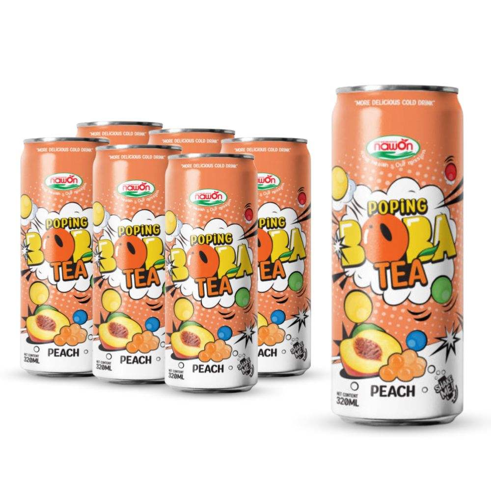 nawon poping boba tea with peach flavour can 320ml