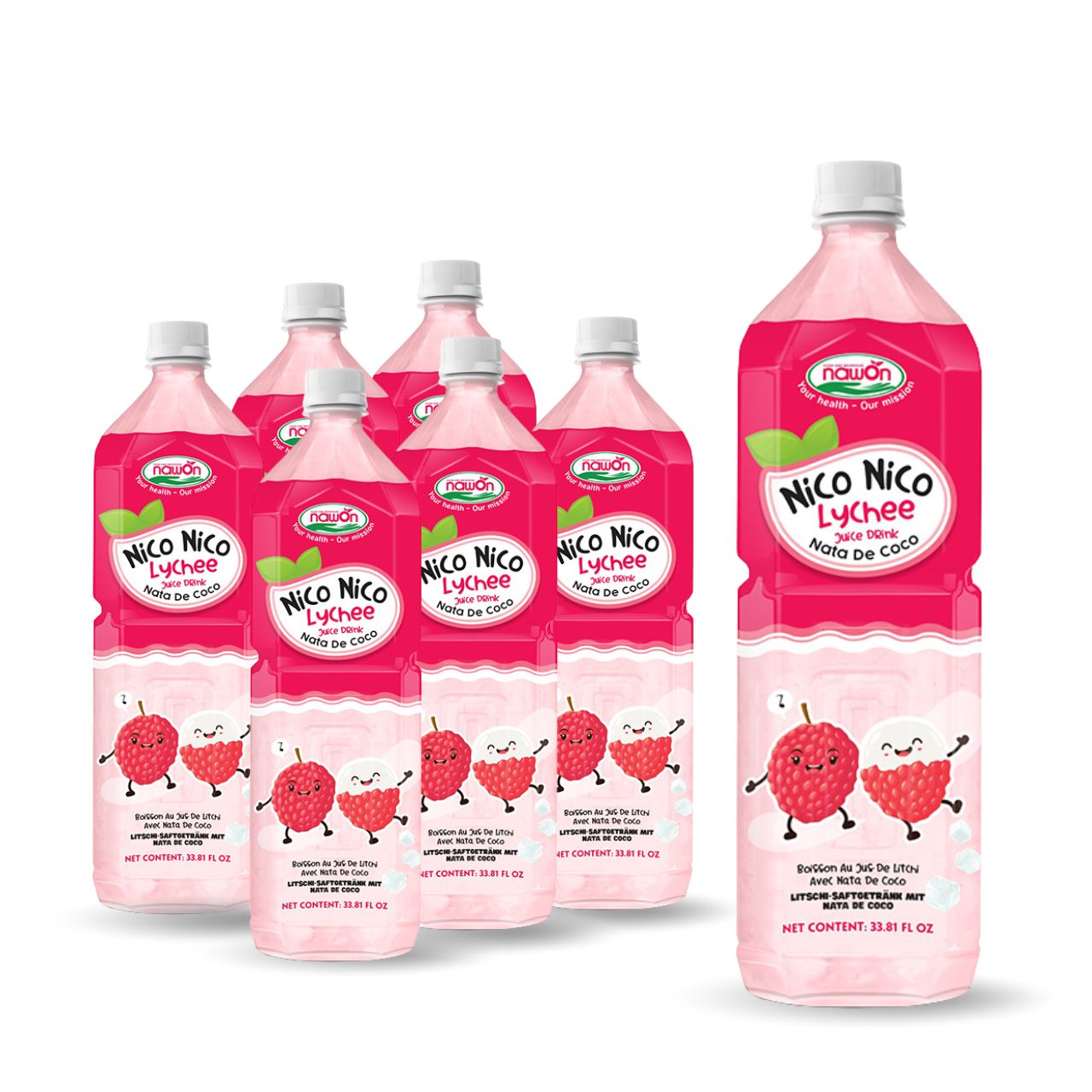 lychee water with nata de coco bottle 1000ml