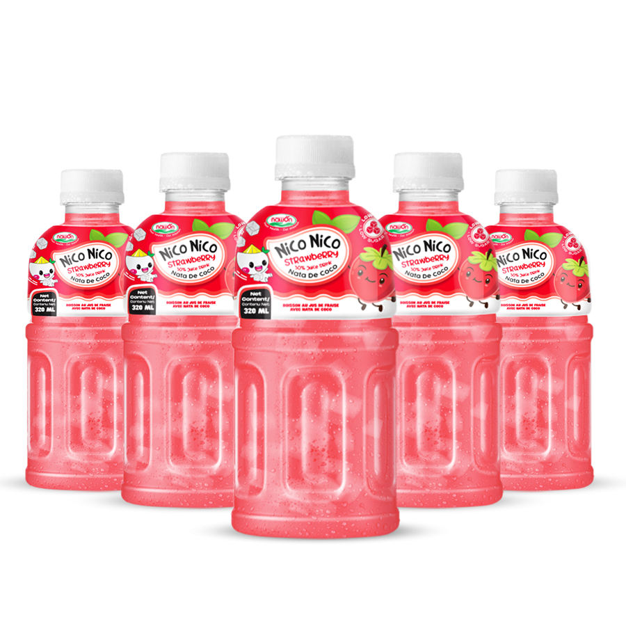 nata de coco with strawberry juice low sugar bottle 320ml