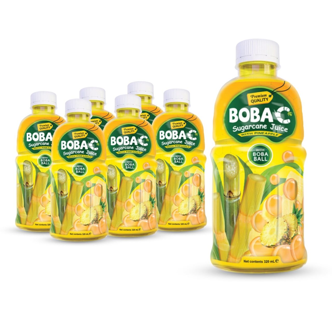 popping boba sugarcane juice with pineapple flavor bottle 320ml