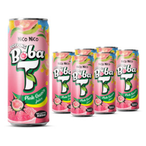 popping boba tea with pink guava juice can 320ml