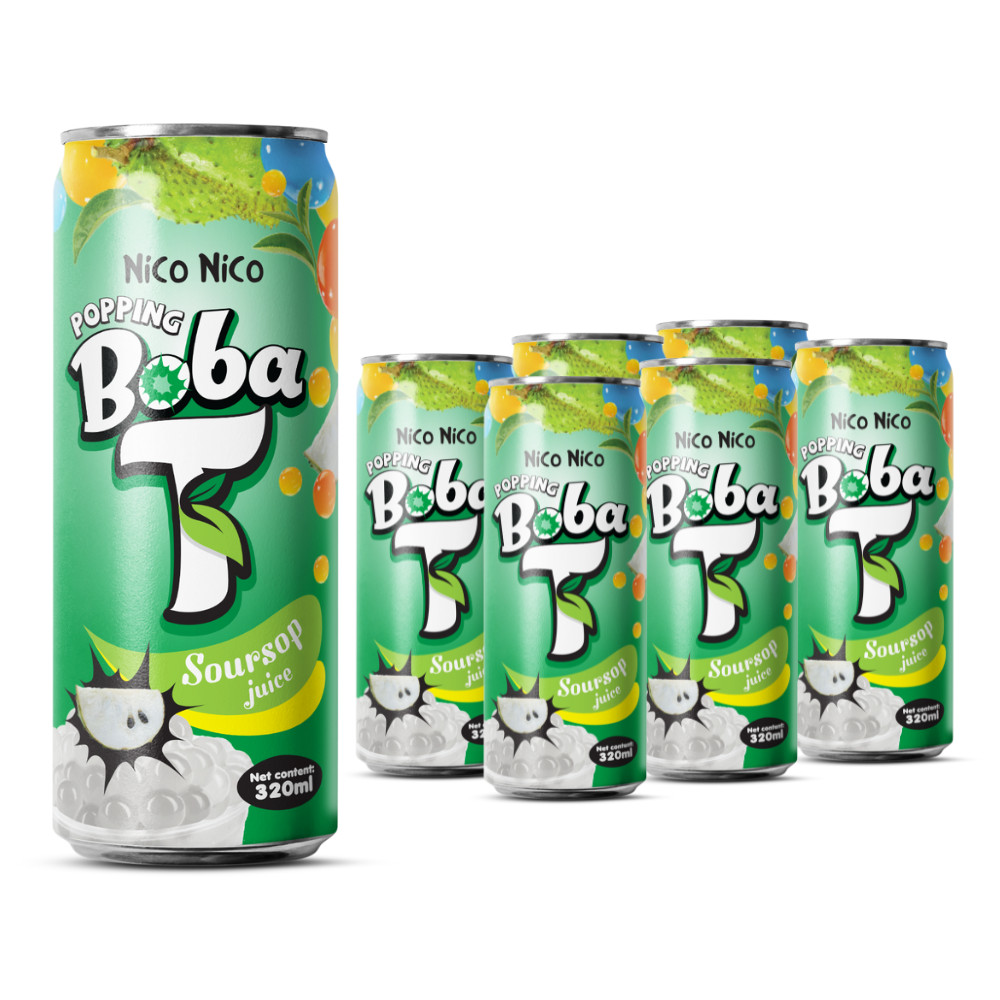 popping boba tea with soursop juice can 320ml