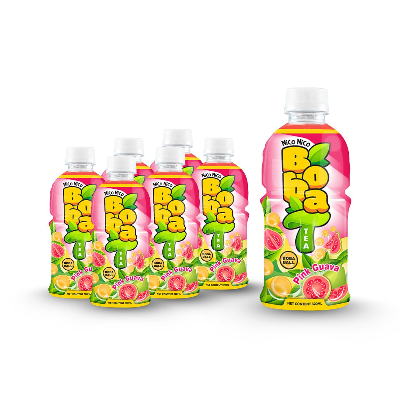 boba tea with pink guava flavor bottle 320ml 2