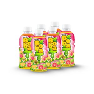 boba tea with pink guava flavor bottle 320ml