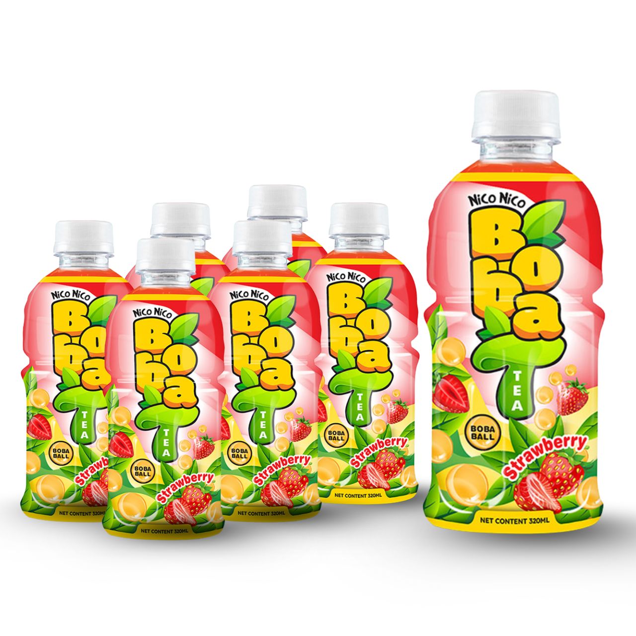boba tea with strawberry flavor bottle 320ml