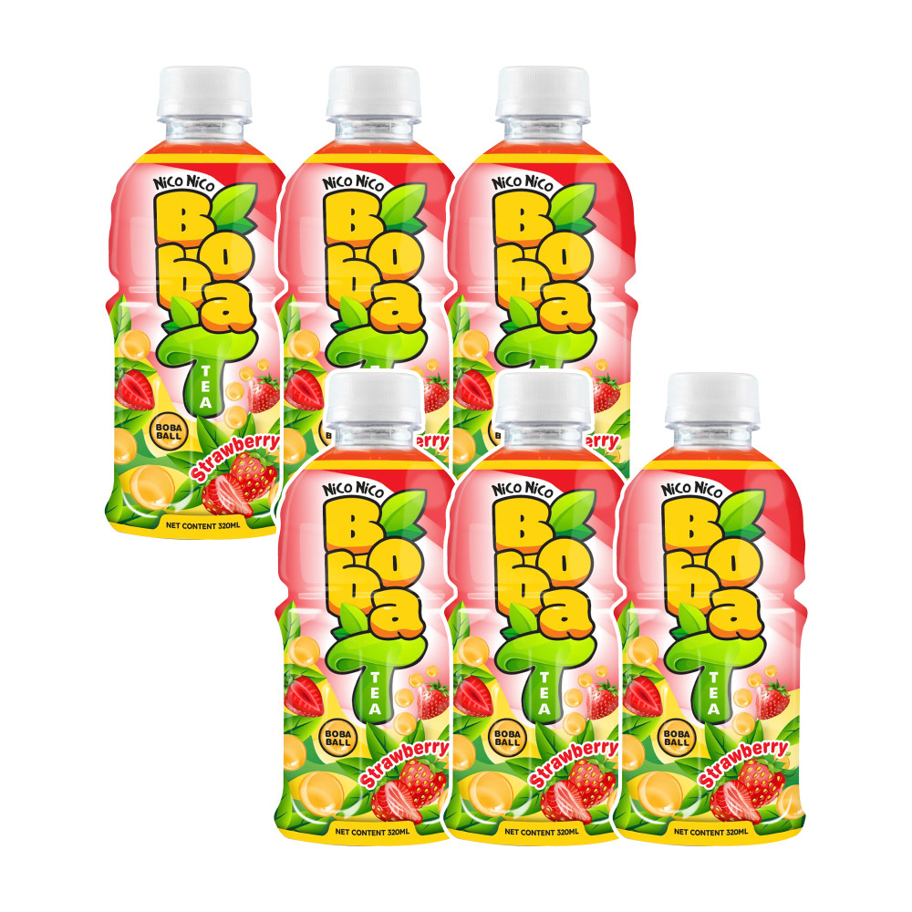 boba tea with strawberry flavor bottle 320ml