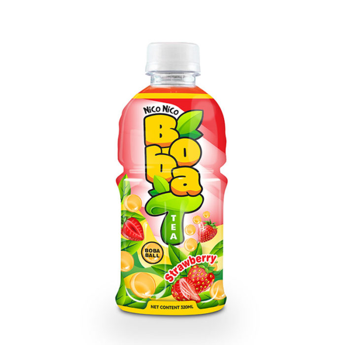 Bottle 320ml Boba Tea with Strawberry Flavor