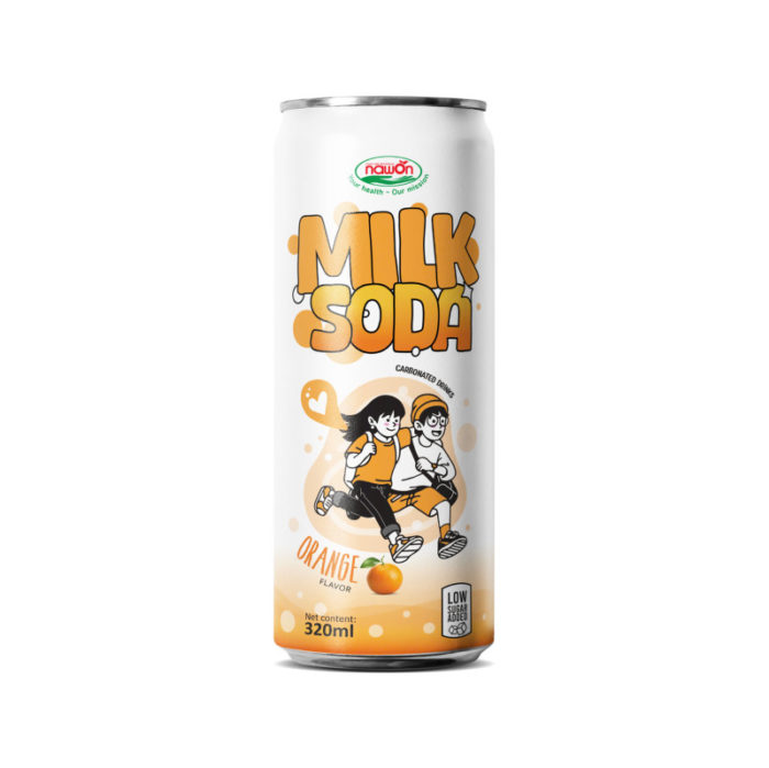 Can Milk Soda with Orange Flavor Low Sugar Added 320ml