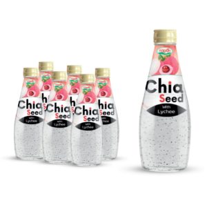 Glass bottle 290ml 9 81 fl oz chia seed drink with lychee flavor