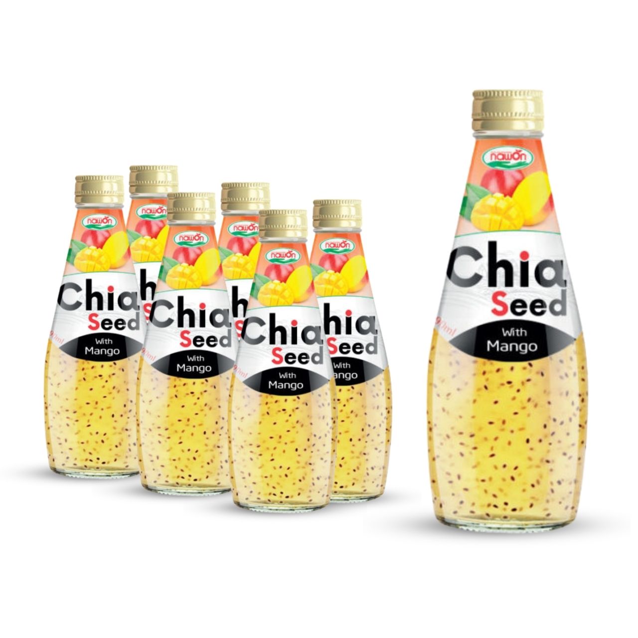 Glass bottle 290ml 9 81 fl oz chia seed drink with mango flavor