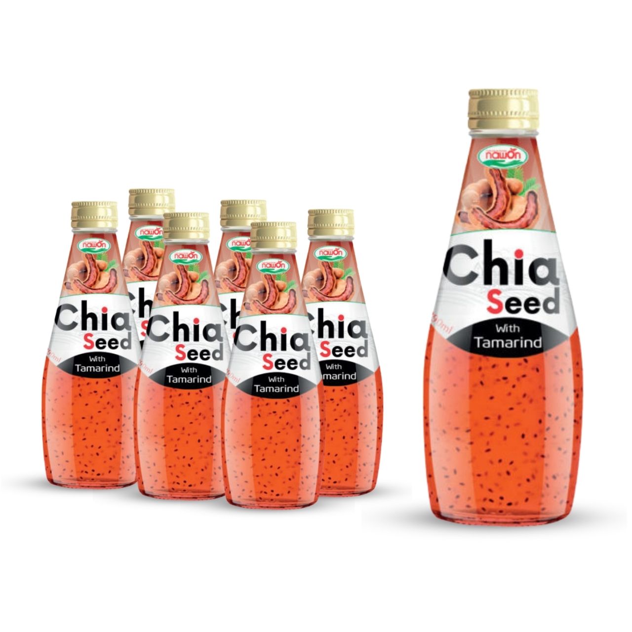 Glass bottle 290ml 9 81 fl oz chia seed drink with tamarind flavor