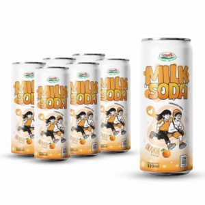 milk soda with orange flavor low sugar added can 320ml