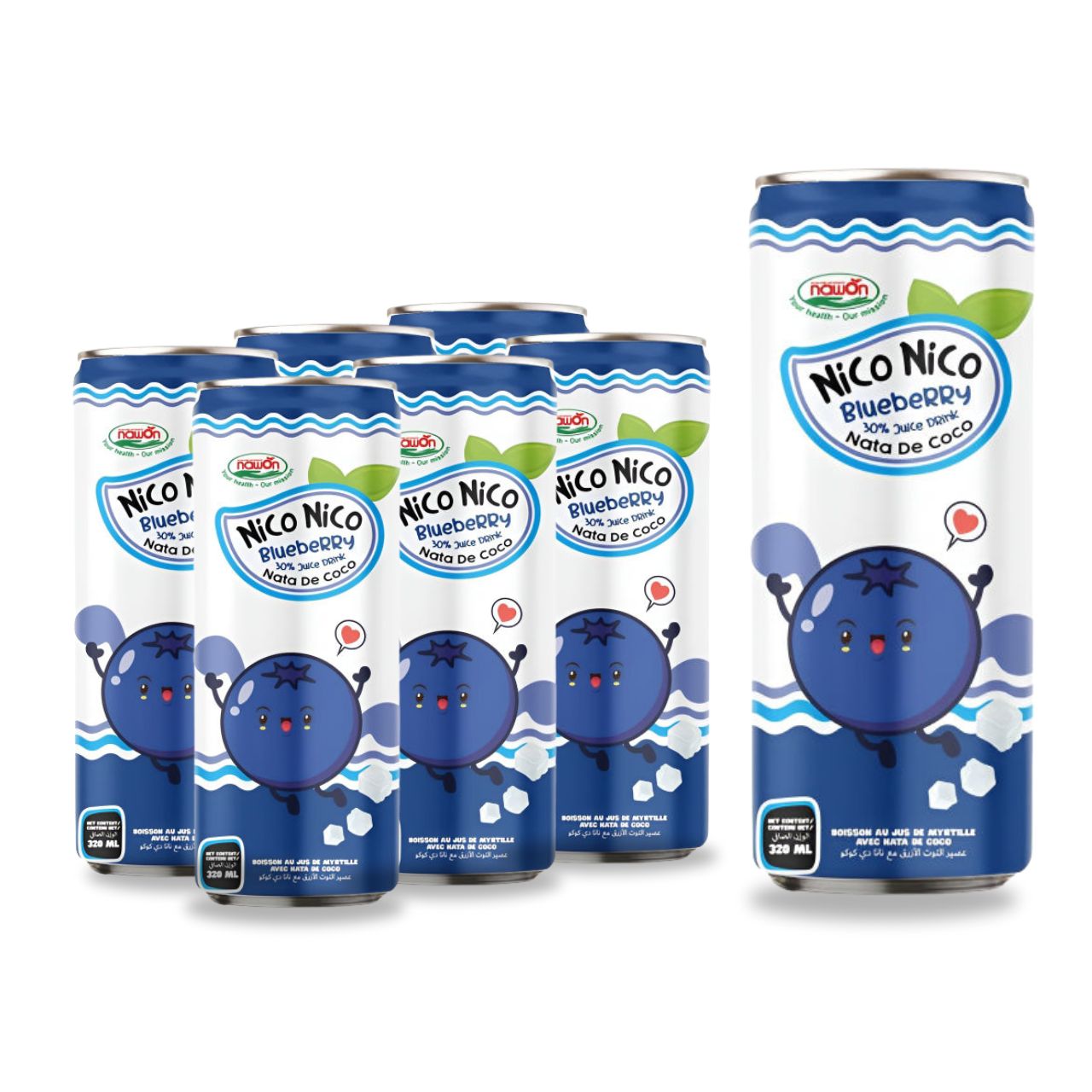 nata de coco drink with blueberry flavor can 320ml