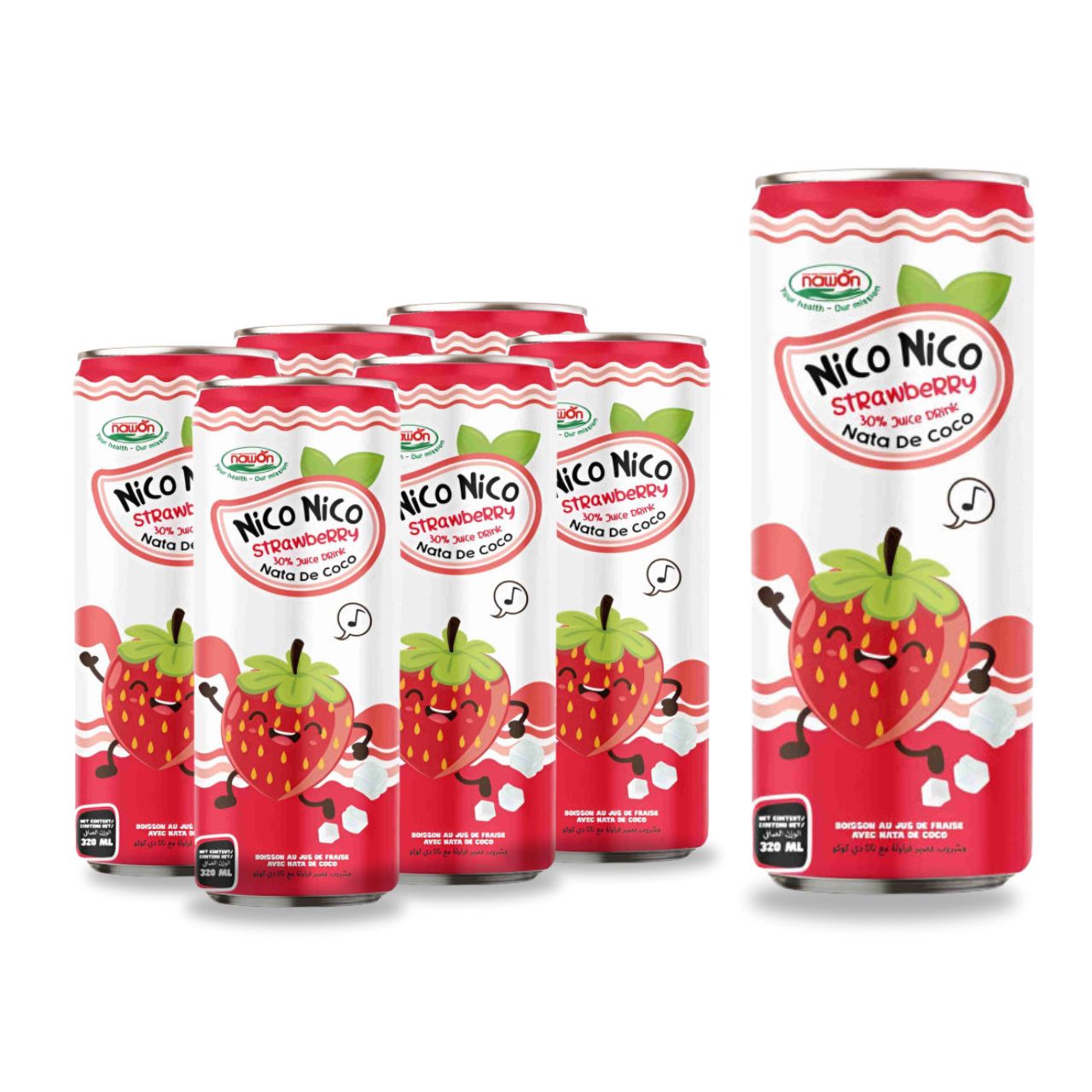 nata de coco drink with strawberry flavor can 320ml