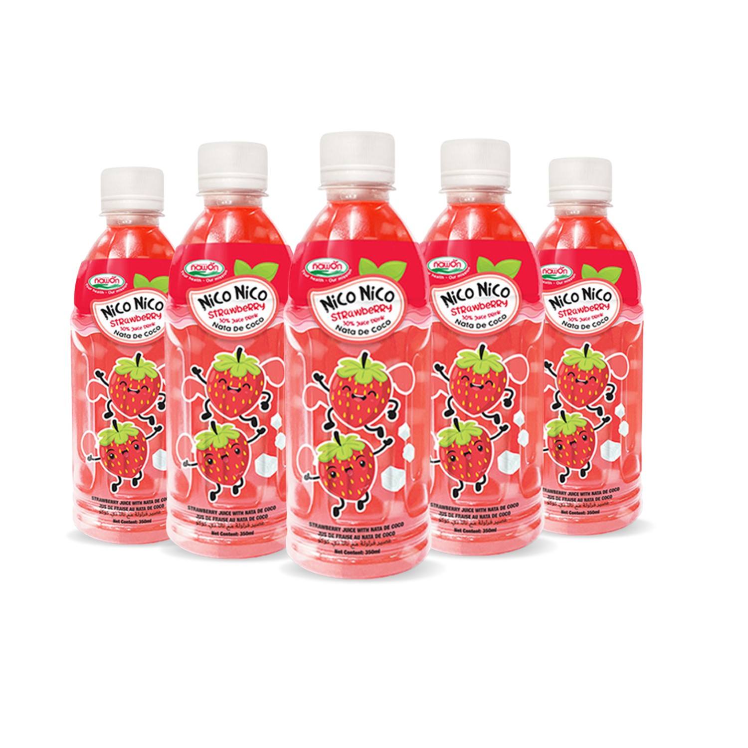 nata de coco juice with strawberry flavour bottle 350ml