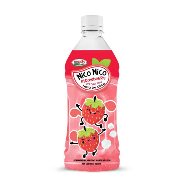 Nata De Coco Juice with Strawberry Flavour Bottle 350ml