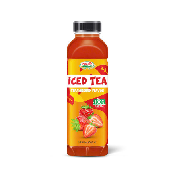 Bottle 500ml iced tea with 100 natural strawberry flavor