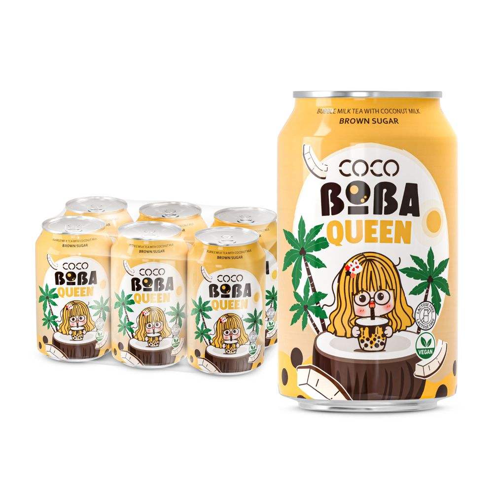 can 330ml vegan bubble milk tea with coconut milk and browsugar taste