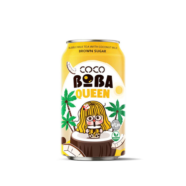 Can 330ml vegan bubble milk tea with coconut milk and browsugar taste