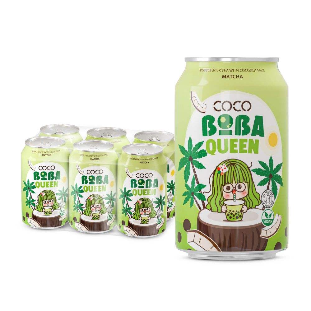 can 330ml vegan bubble milk tea with coconut milk and matcha taste 2