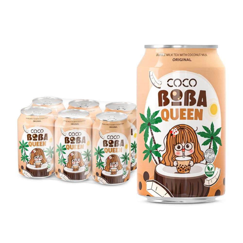 can 330ml vegan bubble milk tea with coconut milk and original taste 2