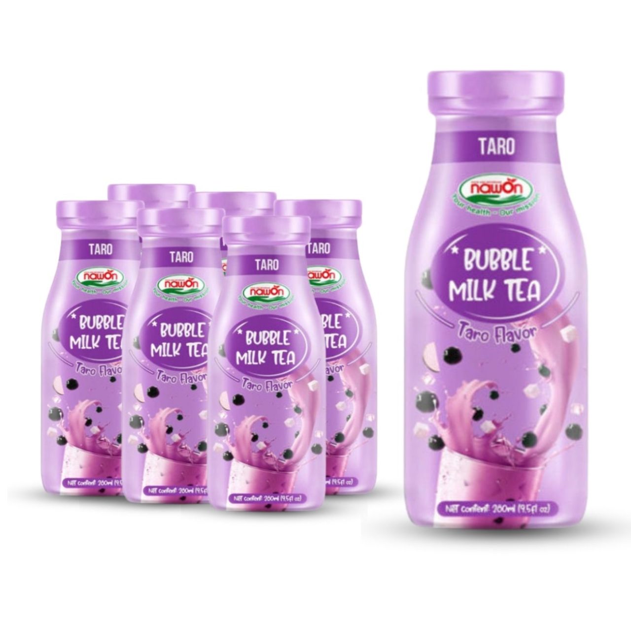 Glass bottle 280 ml 9 5 fl oz bubble milk tea with taro taste (1)