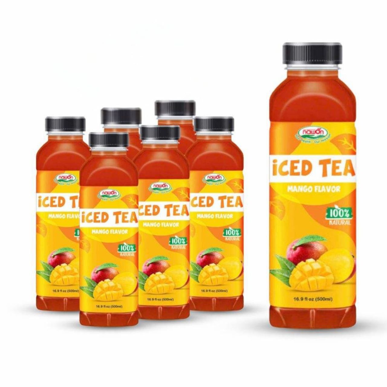 iced tea with 100 natural mango flavor bottle 500ml