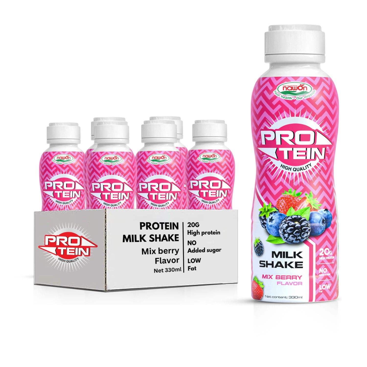 bottle 330ml protein shake milk mix berry flavor