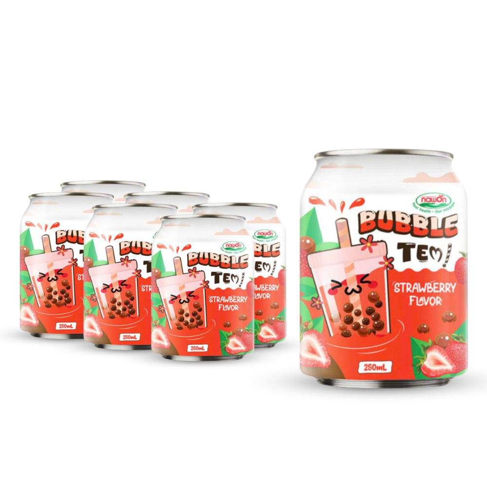can 250ml bubble tea with strawberry flavor 8 5 fl oz