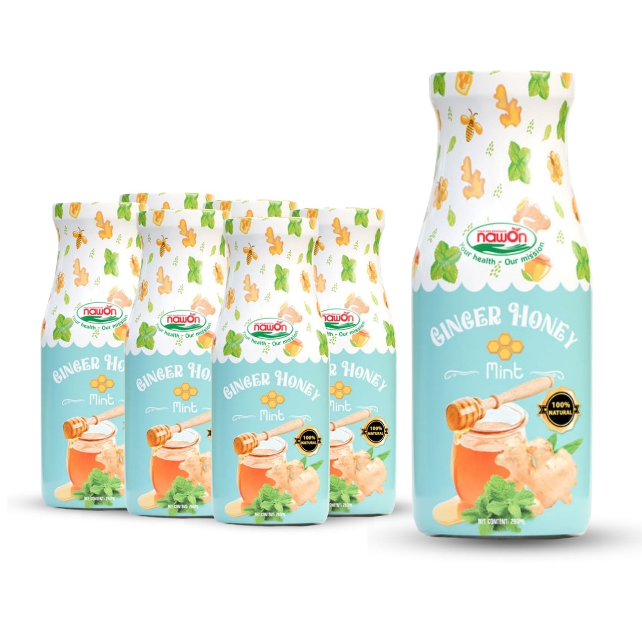 Glass bottle 280 ml 9 5 fl oz honey ginger with mint (1)