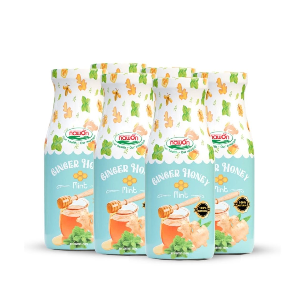 Glass bottle 280 ml 9 5 fl oz honey ginger with mint (2)